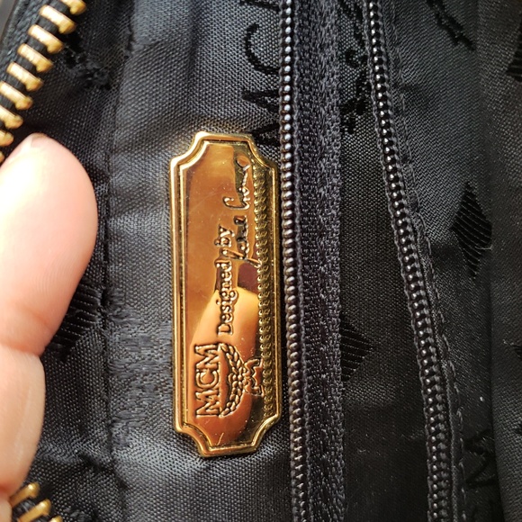 Vintage MCM Black Leather Gold Chain Mini Crossbody Bag Made in Germany Classic - Picture 13 of 17